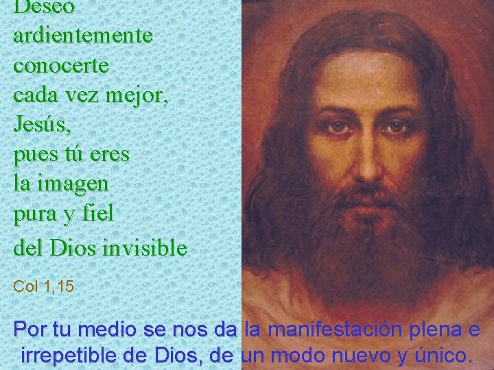 Deseo ardientemente conocerte cada vez mejor, Jesús, pues tú eres la imagen pura y