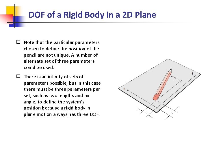 DOF of a Rigid Body in a 2 D Plane q Note that the