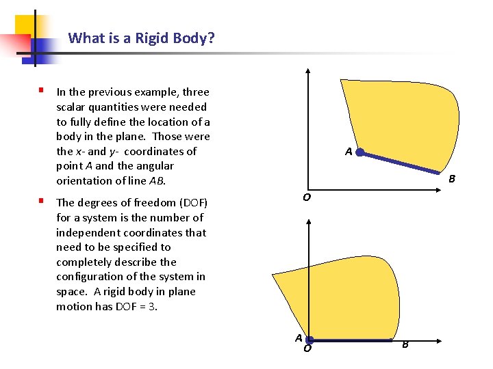 What is a Rigid Body? § In the previous example, three scalar quantities were
