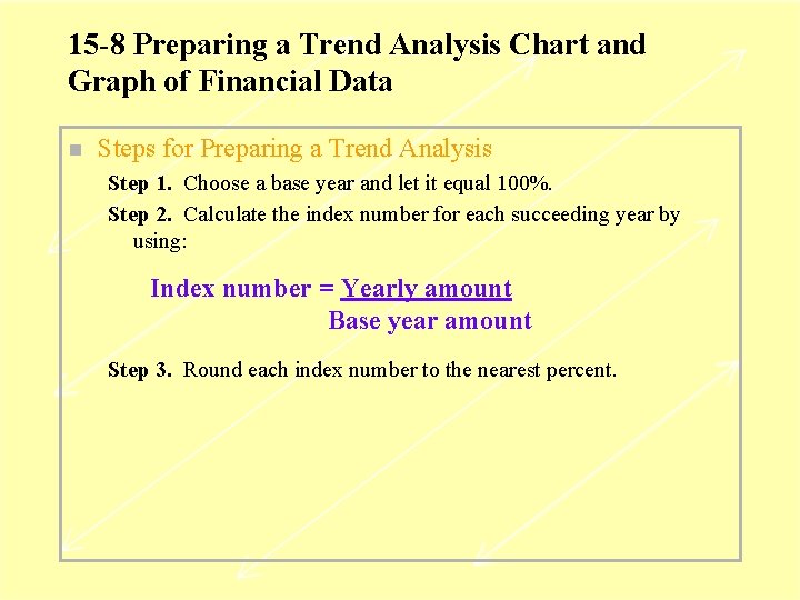 15 -8 Preparing a Trend Analysis Chart and Graph of Financial Data n Steps