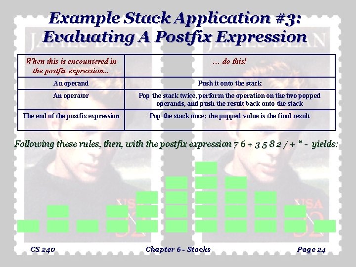 Example Stack Application #3: Evaluating A Postfix Expression When this is encountered in the