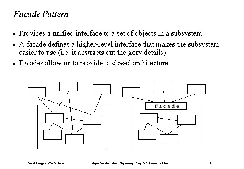 Facade Pattern ¨ ¨ ¨ Provides a unified interface to a set of objects