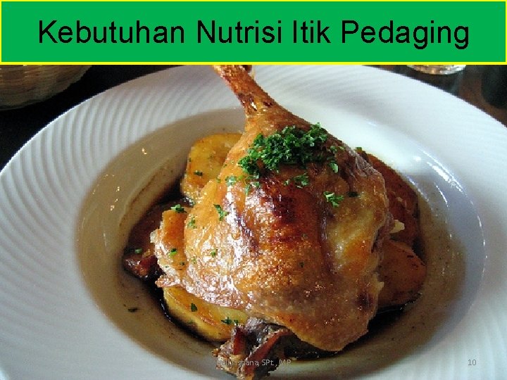 Kebutuhan Nutrisi Itik Pedaging Heli Tistiana, SPt. , MP 10 