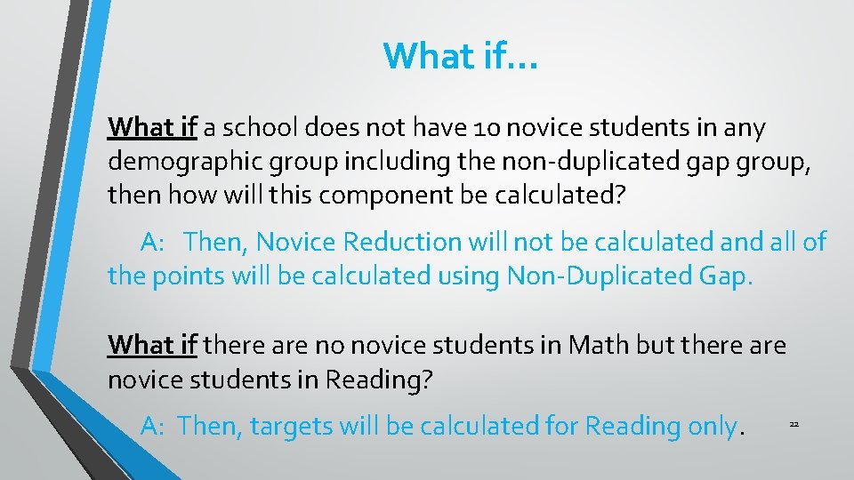 What if… What if a school does not have 10 novice students in any