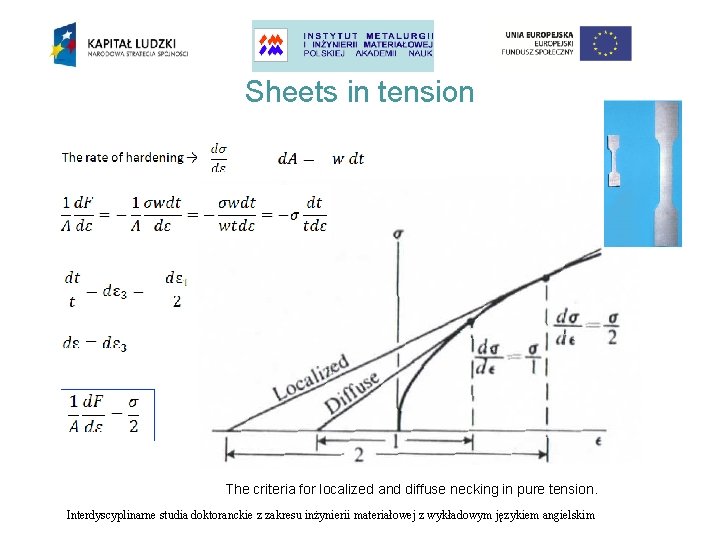 Sheets in tension The criteria for localized and diffuse necking in pure tension. Interdyscyplinarne