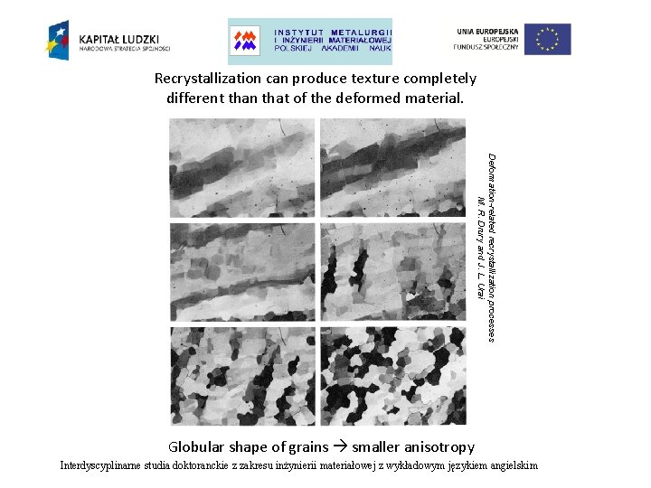 Recrystallization can produce texture completely different than that of the deformed material. Deformation-related recrystallization
