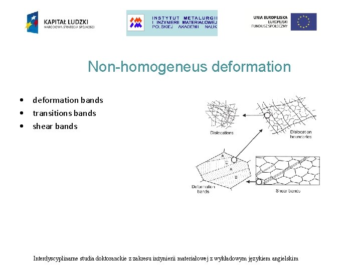 Non-homogeneus deformation • deformation bands • transitions bands • shear bands Interdyscyplinarne studia doktoranckie