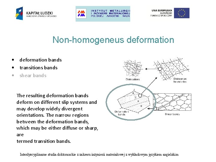 Non-homogeneus deformation • deformation bands • transitions bands • shear bands The resulting deformation
