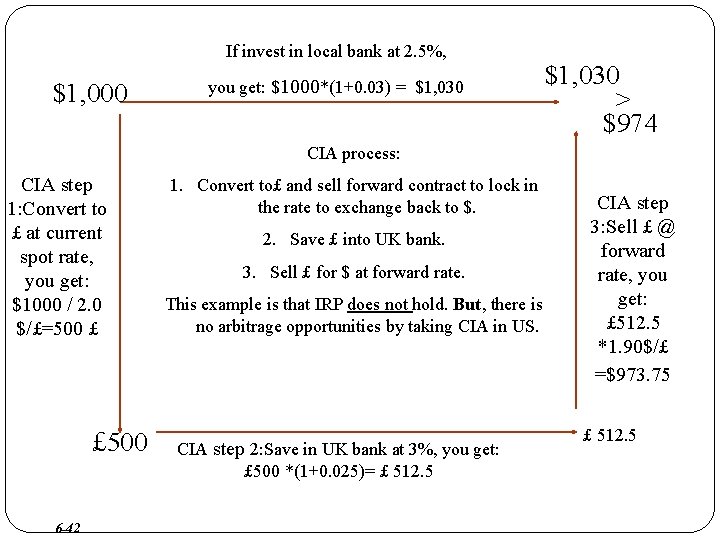 If invest in local bank at 2. 5%, $1, 000 you get: $1000*(1+0. 03)