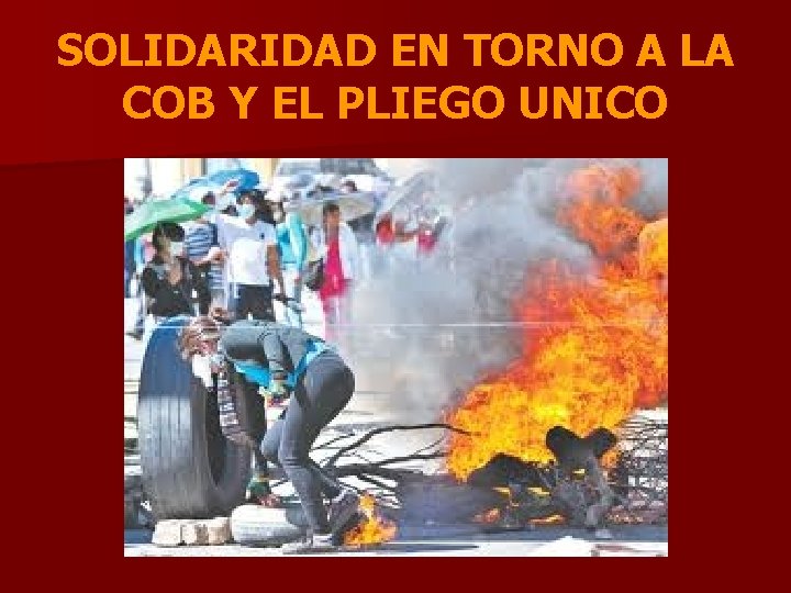 SOLIDARIDAD EN TORNO A LA COB Y EL PLIEGO UNICO 