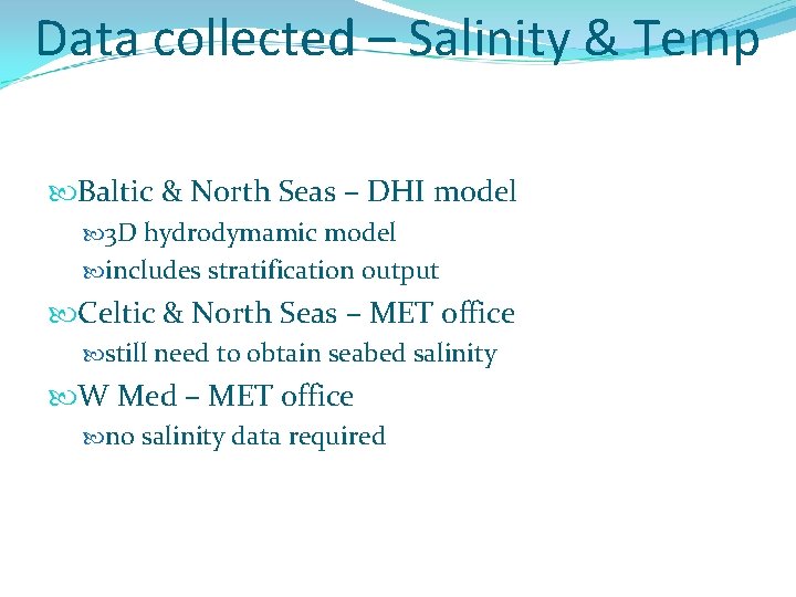 Data collected – Salinity & Temp Baltic & North Seas – DHI model 3