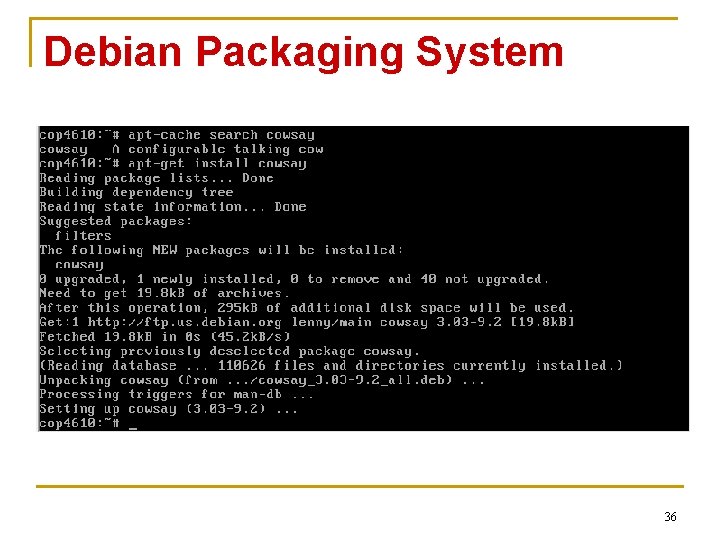 Debian Packaging System 36 