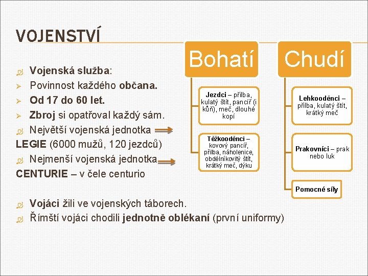 VOJENSTVÍ Vojenská služba: Ø Povinnost každého občana. Ø Od 17 do 60 let. Ø