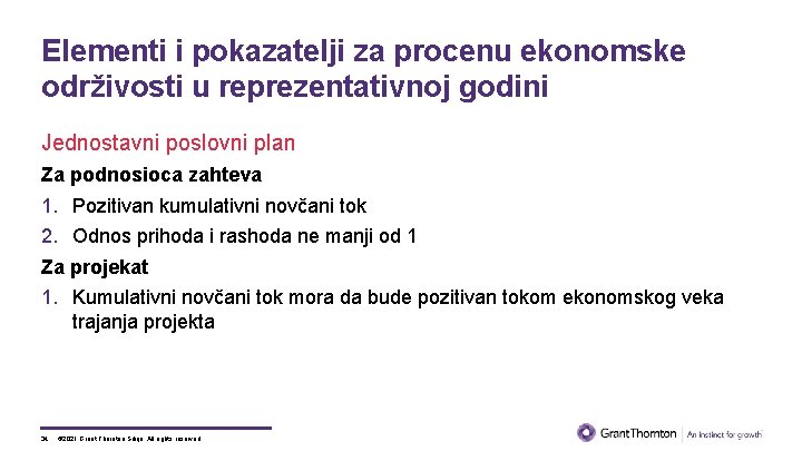 Elementi i pokazatelji za procenu ekonomske održivosti u reprezentativnoj godini Jednostavni poslovni plan Za