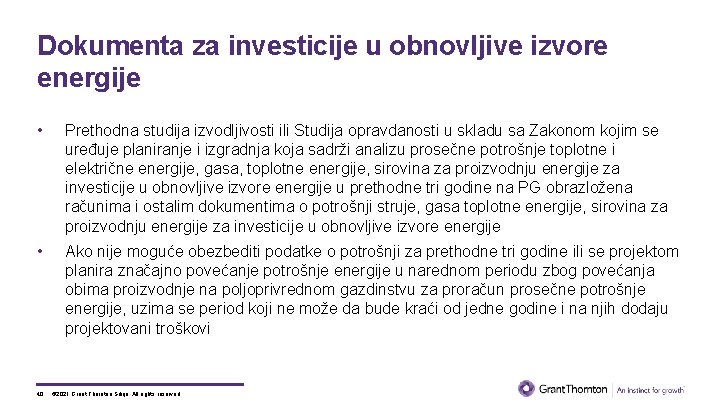 Dokumenta za investicije u obnovljive izvore energije • Prethodna studija izvodljivosti ili Studija opravdanosti