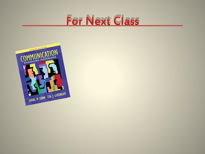 For Next Class 