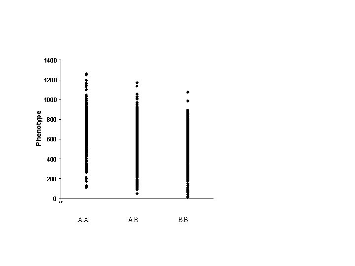 1400 1200 Phenotype 1000 800 600 400 200 0 0. 5 AA AB BB