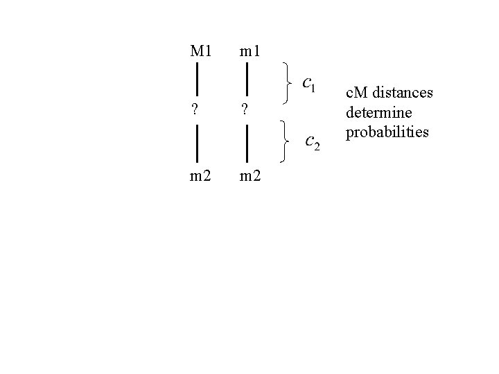 M 1 m 1 ? ? m 2 c. M distances determine probabilities 