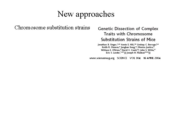 New approaches Chromosome substitution strains 