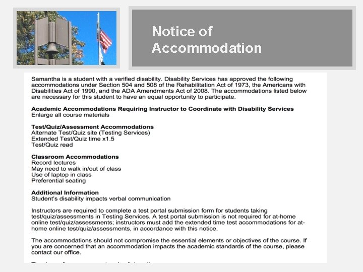 Notice of Accommodation 