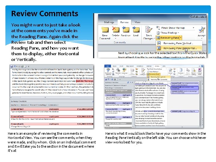 Review Comments You might want to just take a look at the comments you’ve