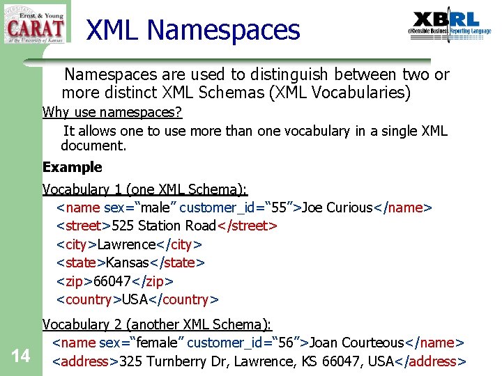 XML Namespaces are used to distinguish between two or more distinct XML Schemas (XML