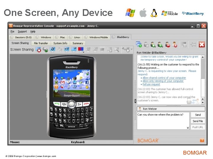 One Screen, Any Device © 2009 Bomgar Corporation | www. bomgar. com Bomgar Product