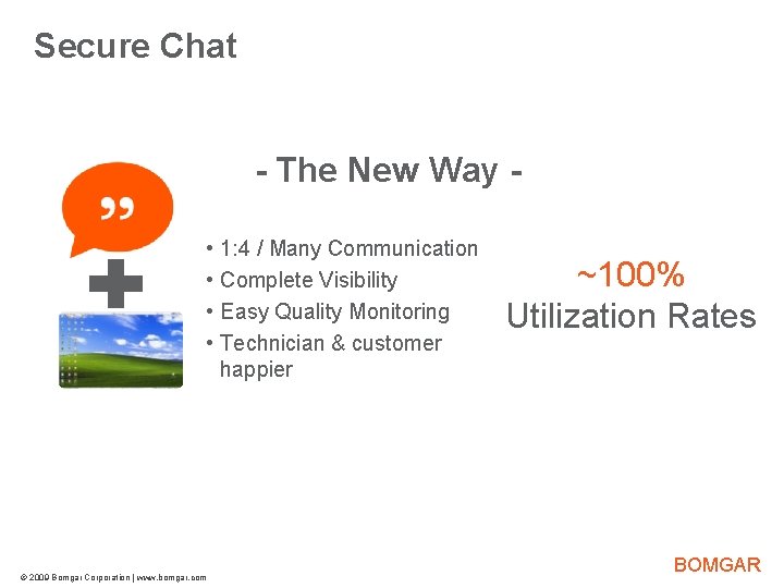 Secure Chat Bomgar Product Strategy - The New Way • 1: 4 / Many