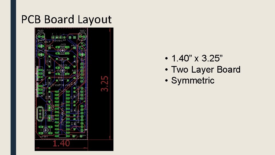 PCB Board Layout • 1. 40” x 3. 25” • Two Layer Board •