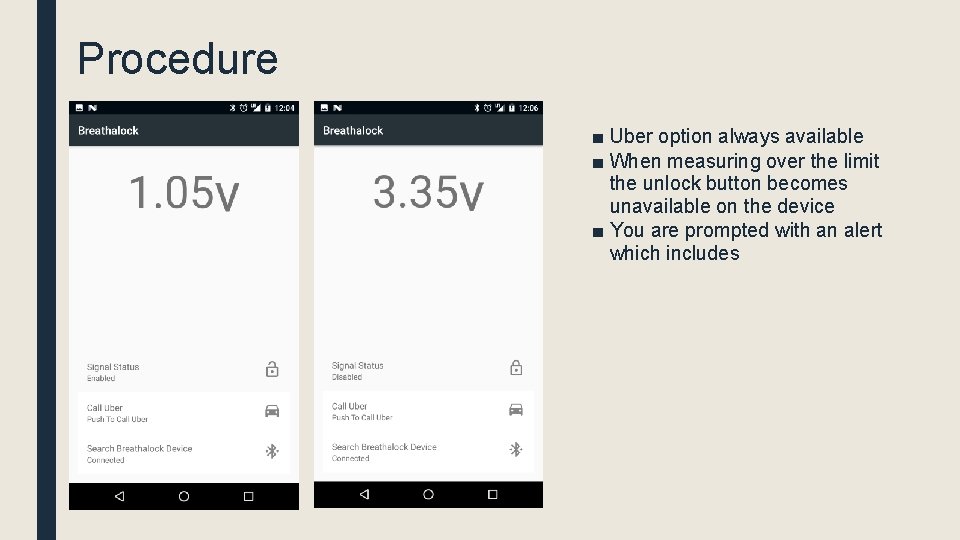 Procedure ■ Uber option always available ■ When measuring over the limit the unlock