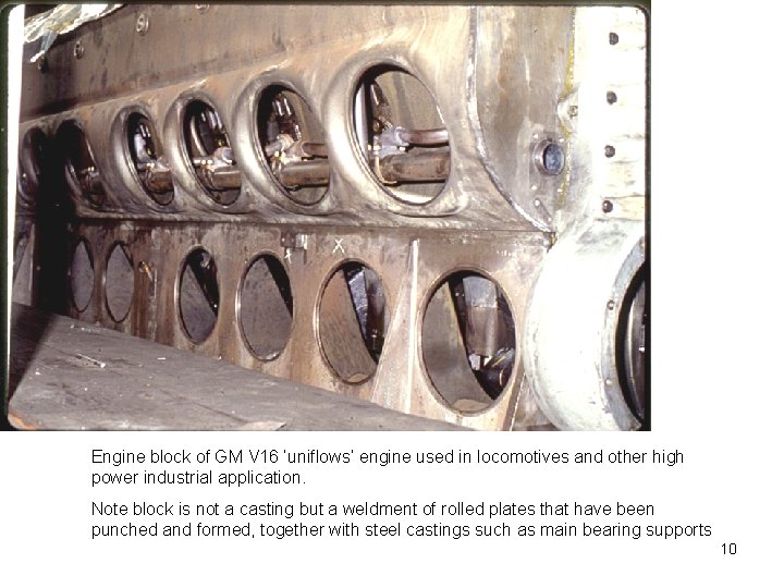 Engine block of GM V 16 ‘uniflows’ engine used in locomotives and other high