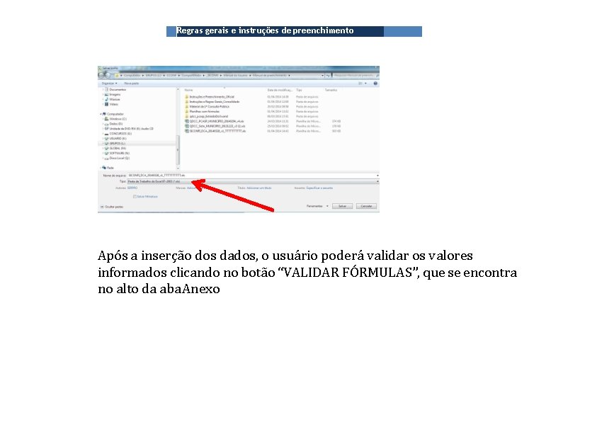 Regras gerais e instruções de preenchimento Após a inserção dos dados, o usuário poderá