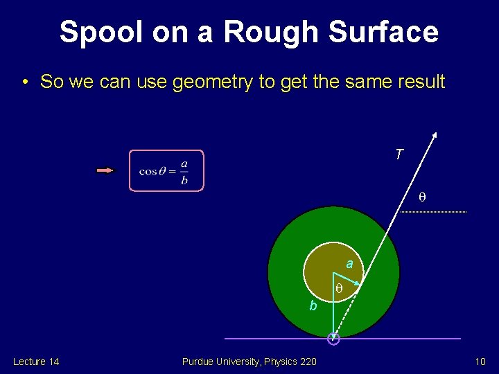 Spool on a Rough Surface • So we can use geometry to get the