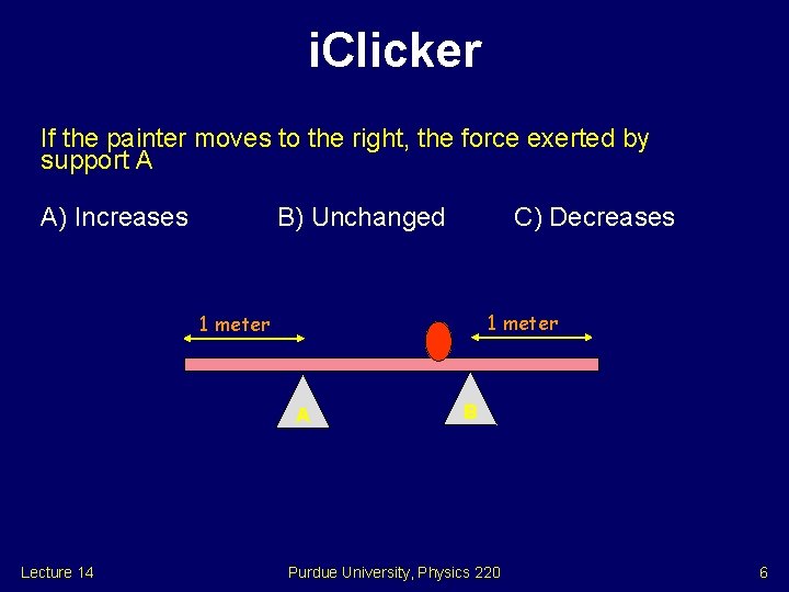 i. Clicker If the painter moves to the right, the force exerted by support