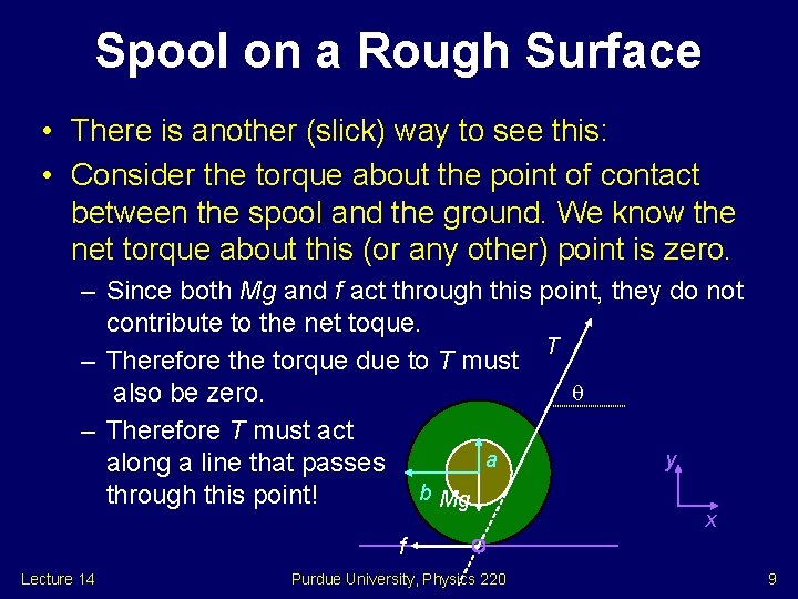 Spool on a Rough Surface • There is another (slick) way to see this: