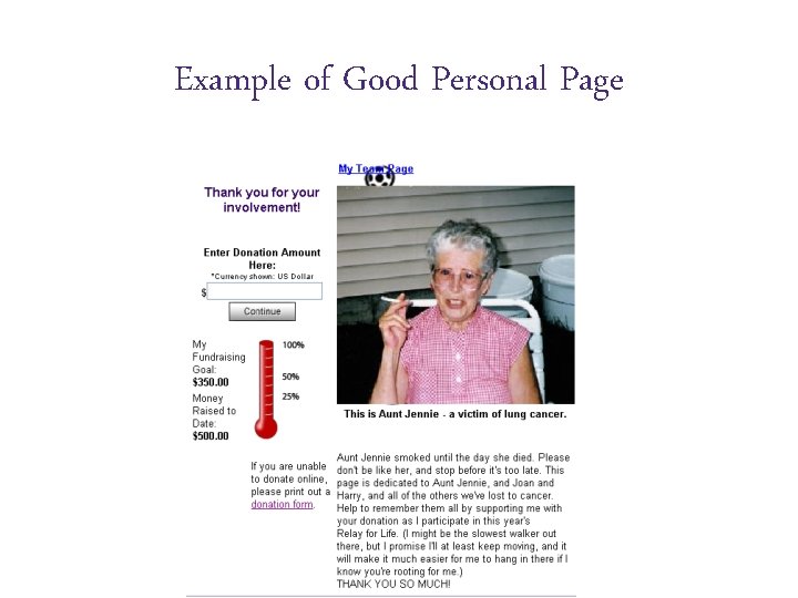 Example of Good Personal Page 