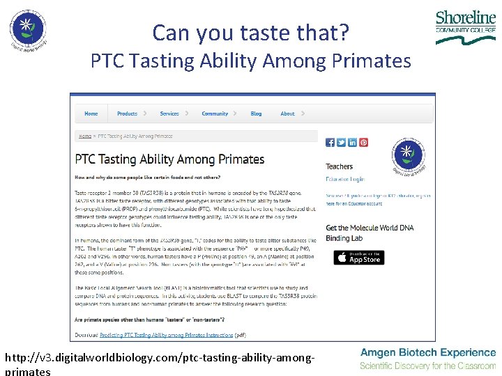 Can you taste that? PTC Tasting Ability Among Primates http: //v 3. digitalworldbiology. com/ptc-tasting-ability-among-