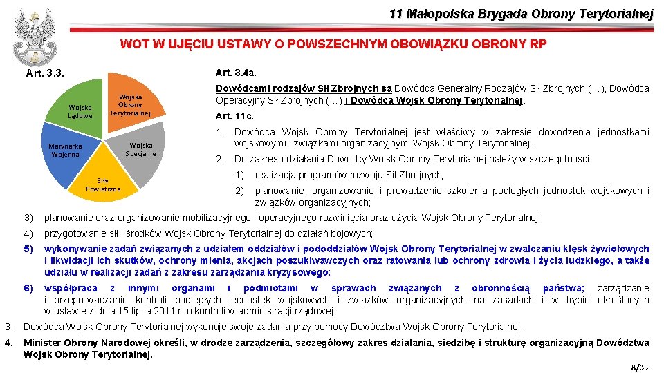 11 Małopolska Brygada Obrony Terytorialnej WOT W UJĘCIU USTAWY O POWSZECHNYM OBOWIĄZKU OBRONY RP