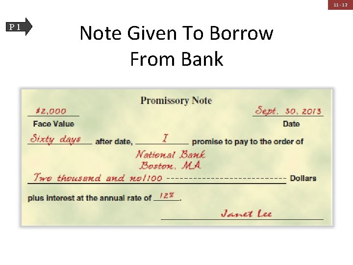 11 - 12 P 1 Note Given To Borrow From Bank 