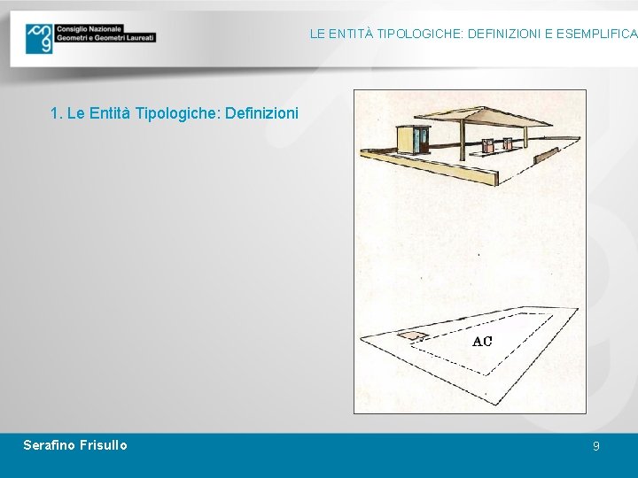 LE ENTITÀ TIPOLOGICHE: DEFINIZIONI E ESEMPLIFICA 1. Le Entità Tipologiche: Definizioni Serafino Frisullo 9