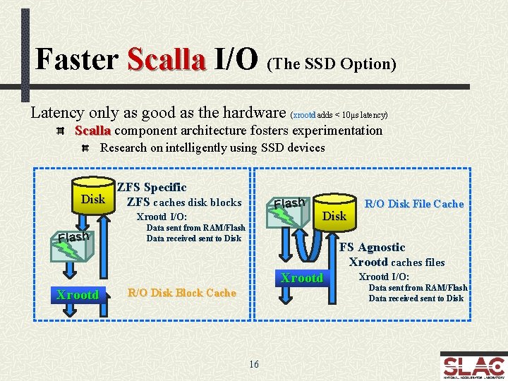 Faster Scalla I/O (The SSD Option) Latency only as good as the hardware (xrootd