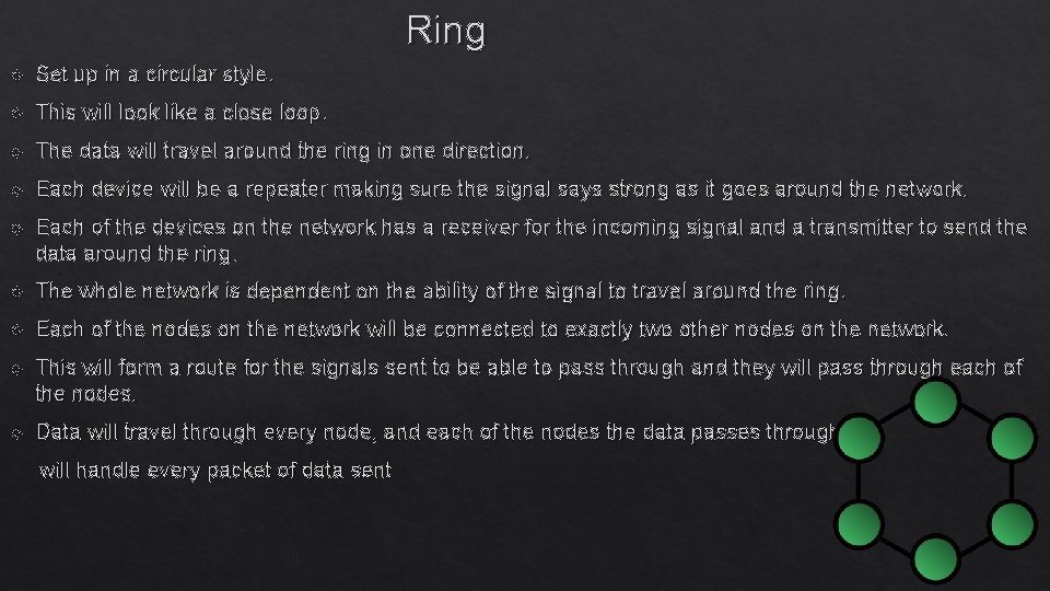 Ring Set up in a circular style. This will look like a close loop.