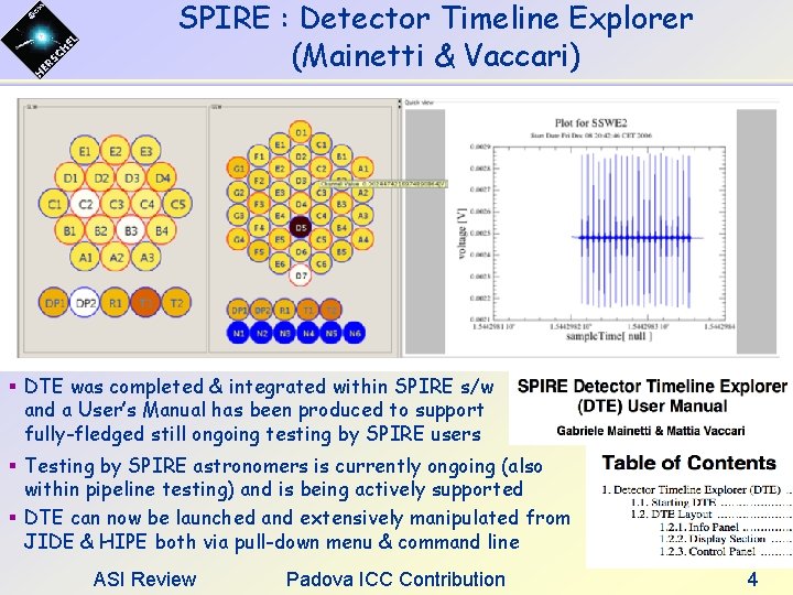 SPIRE : Detector Timeline Explorer (Mainetti & Vaccari) DTE was completed & integrated within