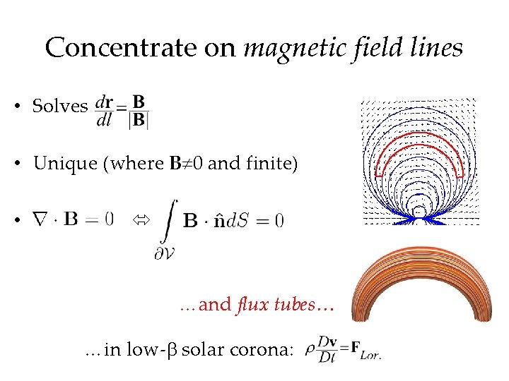 Concentrate on magnetic field lines • Solves • Unique (where B 0 and finite)