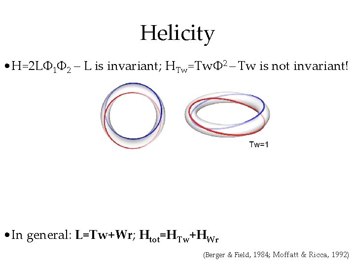 Helicity • H=2 L 1 2 – L is invariant; HTw=Tw 2 – Tw