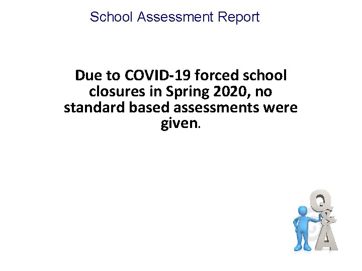 School Assessment Report Due to COVID-19 forced school closures in Spring 2020, no standard