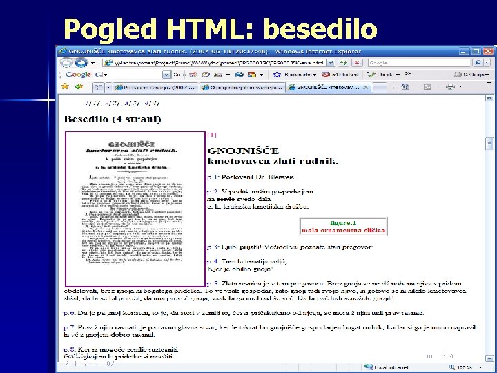 Pogled HTML: besedilo AHLib II. 23 februar 2007 Tomaž Erjavec 