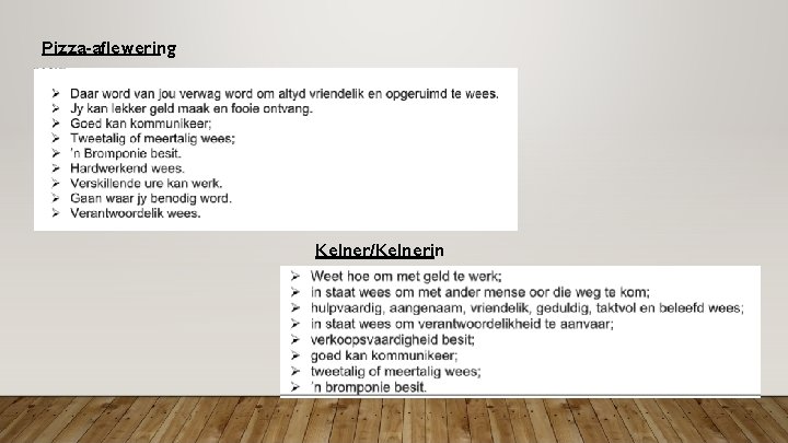 Pizza-aflewering Kelner/Kelnerin 
