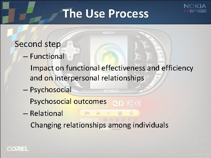 The Use Process Second step – Functional Impact on functional effectiveness and efficiency and