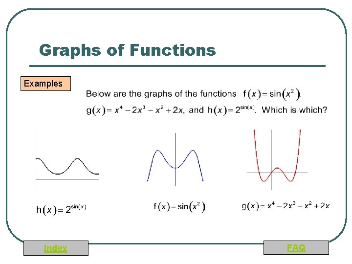 Graphs of Functions Examples Index FAQ 